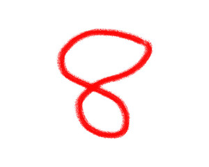 Red number eight symbol isolated on transparent background