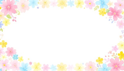 Soft pastel floral border brings cheerful spring and summer vibes