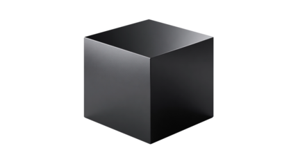 Black Cube isolated on transparent background