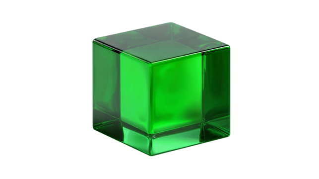 Emerald Cube isolated square transparent background