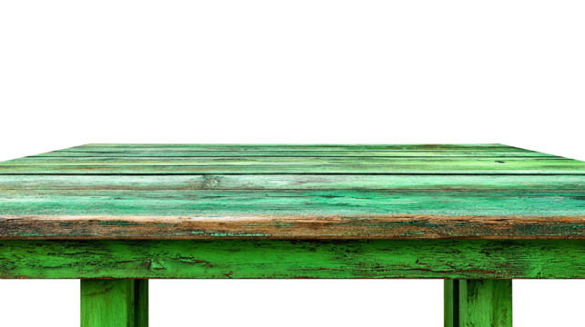 Top of green table isolated on transparent background