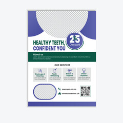 Fototapeta premium Medical Dental Flyer Template | Dentist, Clinic, Healthcare, Teeth Whitening & Dental Care Design (EPS)