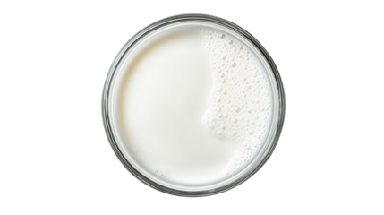 Top view glass of milk transparent background