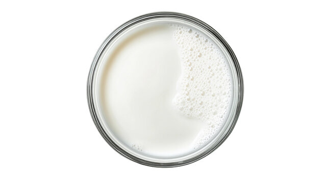 Top view glass of milk transparent background