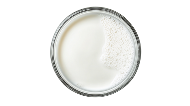 Top view glass of milk transparent background - Powered by Adobe
