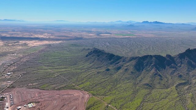 Picacho Peak aerial view in Picacho Peak State Park in Pinal County in Arizona AZ, USA. 