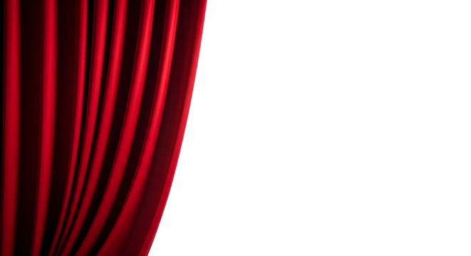 Elegant red drape, perfect for design, decoration, or presentation use in creative projects. Isolated on white or transparent background. PNG format.
