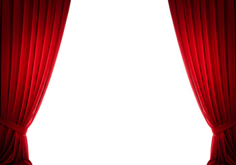 Elegant red drape, perfect for design, decoration, or presentation use in creative projects. Isolated on white or transparent background. PNG format.