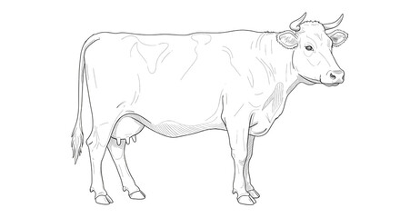 Fototapeta premium Stylized Cow Illustration Minimalist Farm Animal Design isolated on transparent background