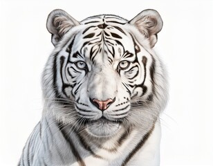 white bengal tiger isolated on white background generative ai