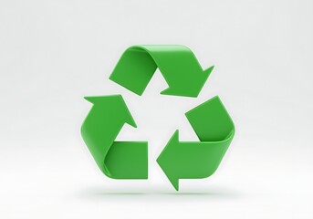 Obraz premium Green Recycle Symbol on Clean White Background Promoting Environmental Awareness and Sustainable Practices for a Better Future