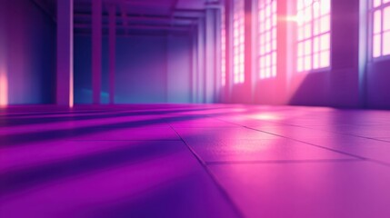 Abstract Interior Space with Colorful Light Reflections on Floor