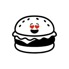 character emotion burger love vector on white background
Vector icon character with emotion