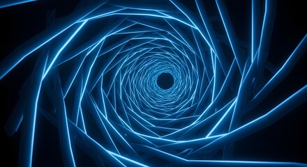 Abstract digital tunnel of glowing blue lines creating sense of movement in futuristic perspective background