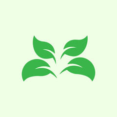 Green leaves icon vector isolated on white background
