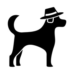 Silhouette of a dog wearing a stylish hat vector