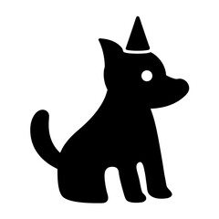 Silhouette of happy dog wearing party hat celebration vector
