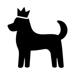 Silhouette of regal dog wearing a crown symbol vector