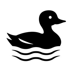 Minimalist duck silhouette swimming on water surface icon vector