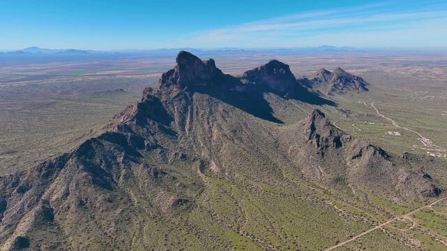 Picacho Peak aerial view in Picacho Peak State Park in Pinal County in Arizona AZ, USA. 