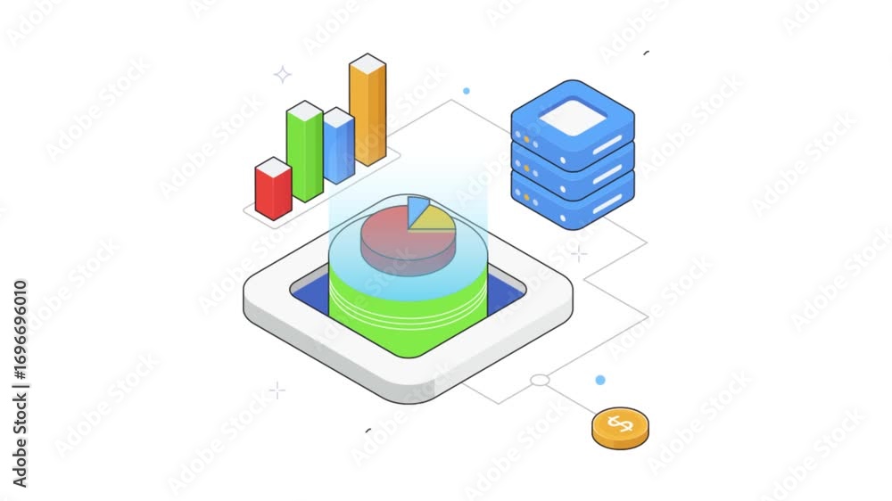 Poster data visualization animation on transparent background