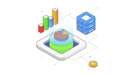 Data Visualization Animation on transparent background - Powered by Adobe