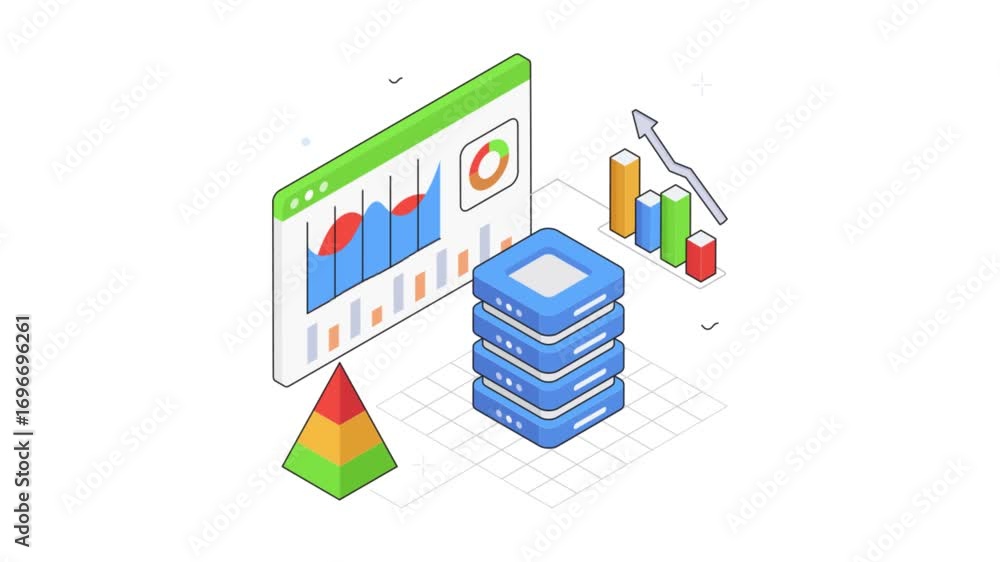 Poster website analytics animation on transparent background