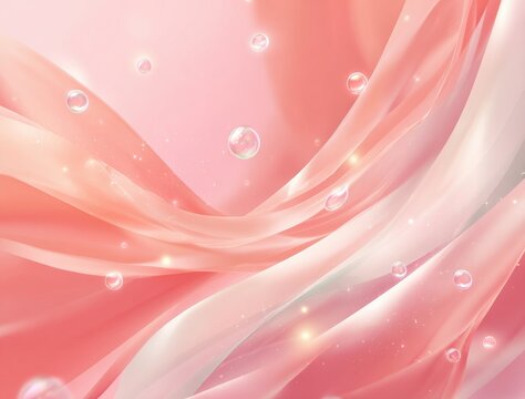 Abstract Pink and White Fabric Texture with Iridescent Bubbles