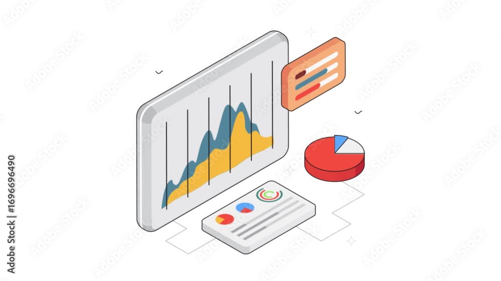 Poster comparative line graphs animation on transparent background