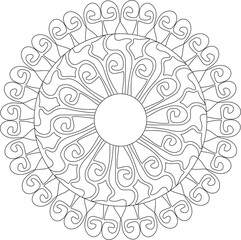 Geometric Floral Flower Botanical Detailed Mandala Adult Coloring Page Intricate Circular Pattern Zentangle