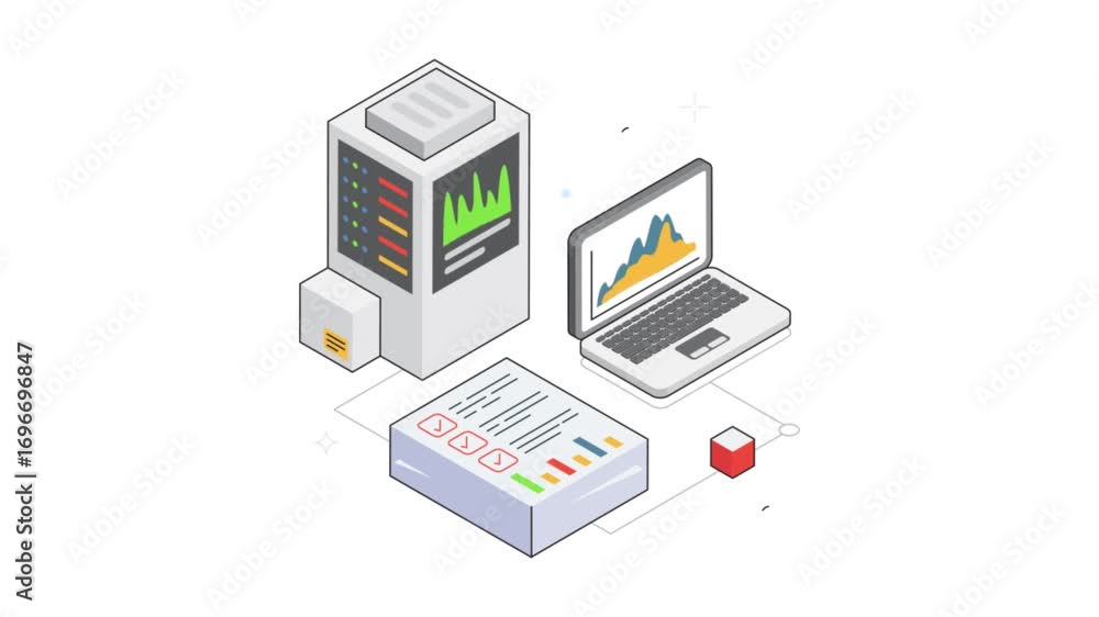 Poster ui data visualization animation on transparent background