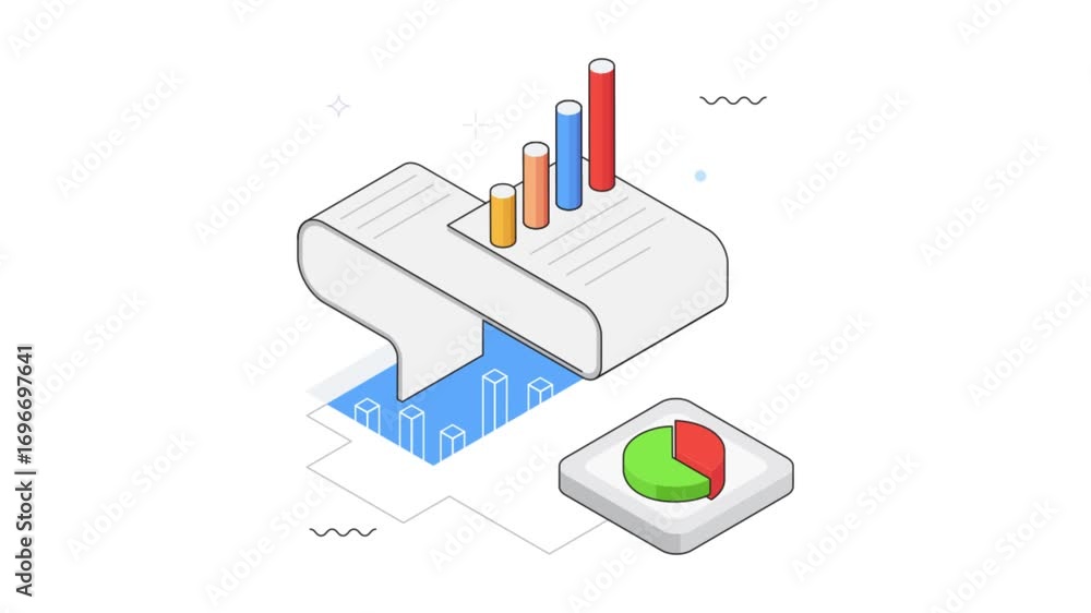 Poster data analysis with infographics animation on transparent background