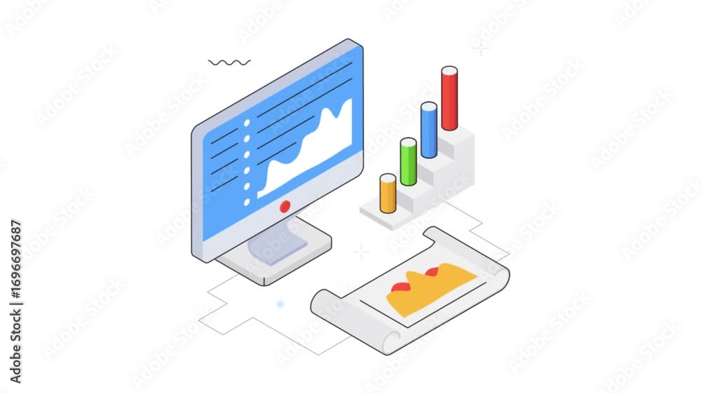 Poster comparative line graphs animation on transparent background