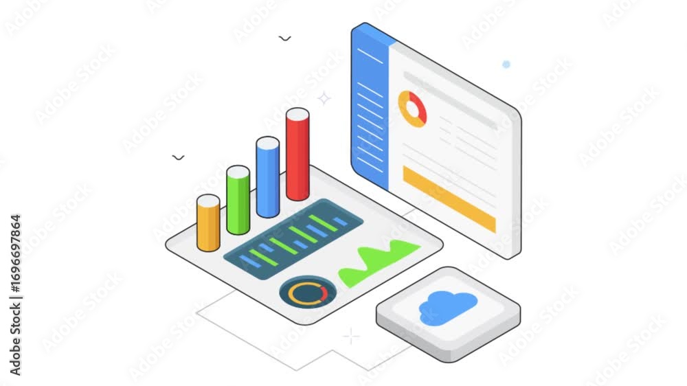 Poster business analytics dashboard animation on transparent background