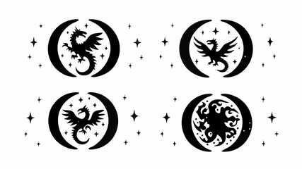 Dragon and Tentacle Silhouettes