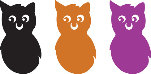 Three cheerful cartoon owls in black, orange, and purple stand side-by-side.