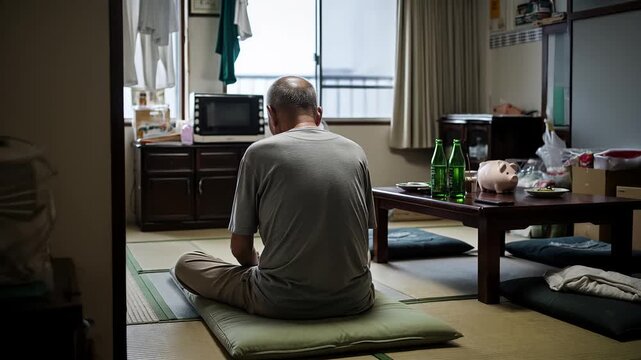 ぼろアパートに暮らす男性