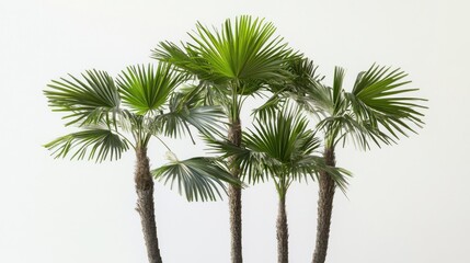 Isolated tropical palm trees against a plain background