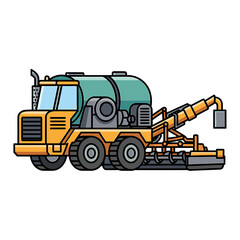 Obraz premium A cartoon illustration of a road maintenance truck, ready for asphalt work.
