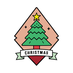 Obraz premium A festive Christmas emblem adorned with pine branches, symbolizing holiday cheer, warmth, and tradition. A timeless design perfect for seasonal décor and celebration. 