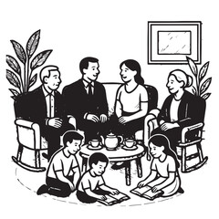 Grandparents with Family in Living Room