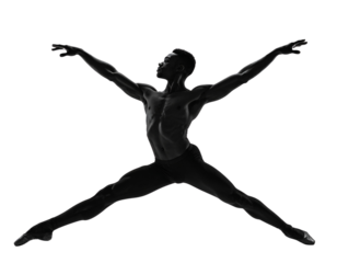 Ballet Dance Silhouette in Arabesque Pose, Side View, isolated transparent background png