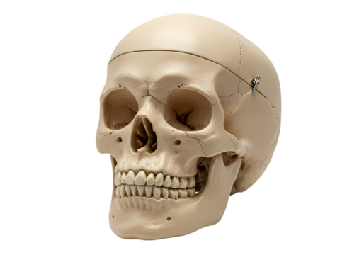 Detailed Human Skull Model Anatomy Study Resource isolated on transparent background - Powered by Adobe