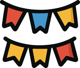 Event and Exhibition Icon Set &ndash; Flat Color Illustration with White Background