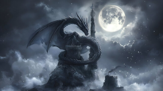 Dragons embrace moonlight