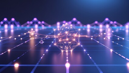 Futuristic AI-generated neural network visual depicting dynamic data flow and machine learning intelligence. Ultra-detailed 3D render with glowing nodes and digital connectivity.
