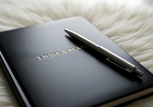 Black planner with pen i have a plan business concept idea