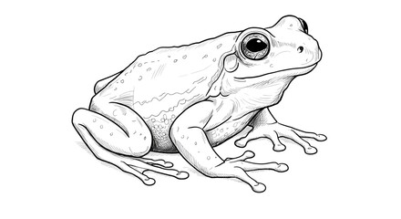 Naklejka premium Line Art Drawing of a Frog Amphibian Illustration Nature Sketch Wildlife Design isolated on transparent background