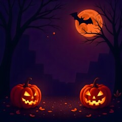 halloween background with pumpkin and bats