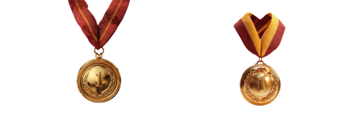 Award ceremony medals on transparent background celebration sports focused viewpoint